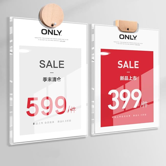 Wall Mount Acrylic Sign Holder with 3M Tape, Photo Menu Flyer Display Frames for Mall, Office, Home, Restaurant (Metal Vertical A5 148×210mm/5.83×8.27inches)