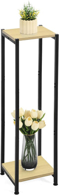 Extra Tall Plant Stand Indoor,40 Inch Plants Stands,2 Tier Metal Plant Stand with Heavy Duty Wood,Yellow Oak and Black