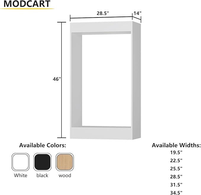 Double Hanging Closet Unit, Modular Closet System, Wood Closet System Organizer with Storage for Walk in Closets, Clothing Rack Wardrobe Closet for Hanging Clothes, Bedroom, White, 28.5" W