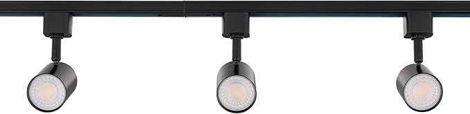 Amped Collection 3-Light 48in Field Cuttable LED Track Lighting Kit with 3 LED 3000K Warm White Track Heads, 4ft Track, End Caps, Floating Feed in Black Finish