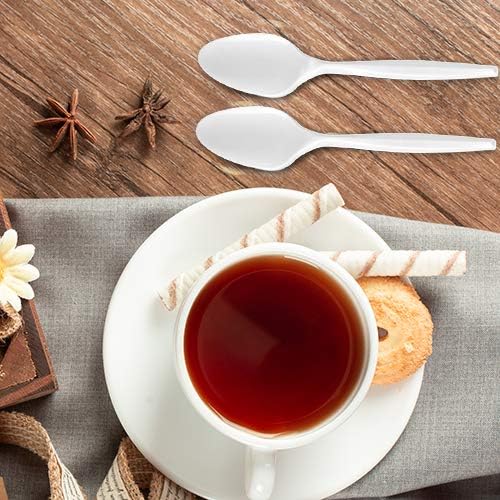 Plastic Teaspoons, Disposable Silverware cutlery, White, Bulk 1000 Count
