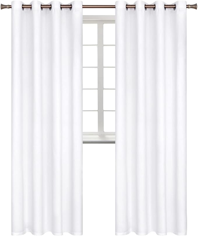 BGment Blackout Curtains - Grommet Thermal Insulated Room Darkening Bedroom and Living Room Curtains, Set of 2 Panels (52 x 120 Inch, Pure White)