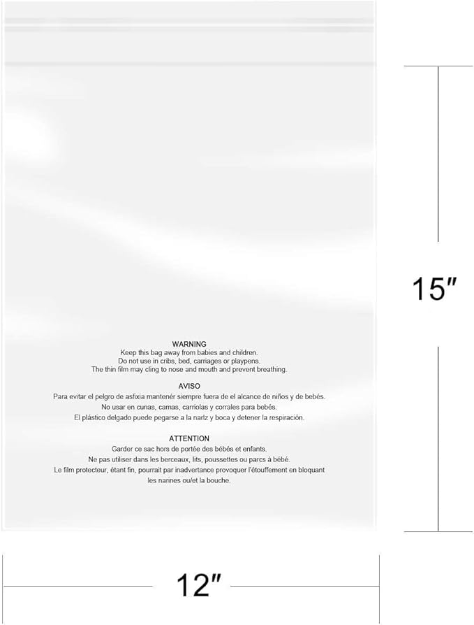 iMailer - 12" x 18"(1000 Counts) - Poly Bags with Suffocation Warning Self Seal 1.6 Mil for Clothing, Shirts, Packaging - Permanent Adhesive