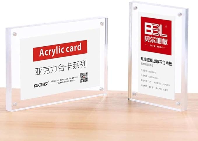 5 Pack Acrylic Label Holder Price Tag Displays Sign Holder with 3M Tape Adhesive Wall Mount Sign Stand (Transparent 100*70mm/3.94*2.76 inches)