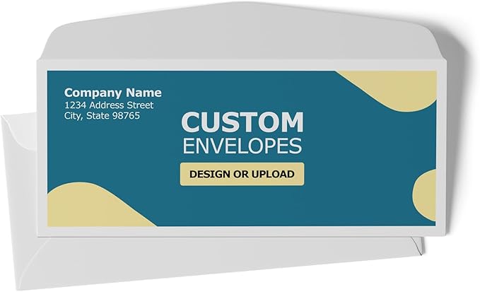 GotPrint Custom Envelopes with Logo, Full Color | #10 Standard Envelope for Mailers| Upload Business Design, Add Text or Logo, Full Color | Print Personalized 4.125x9.5, 1000Qty