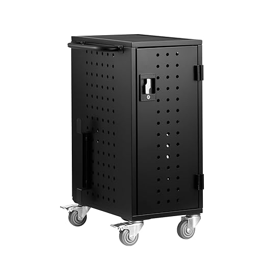 VEVOR 16 Device Charging Station with Lock & Key, Mobile Charging Cart for Chromebook, iPads, Tablet and Laptop, Up to 15.6 in Screen Size, Office and Classroom Locking Charging Station