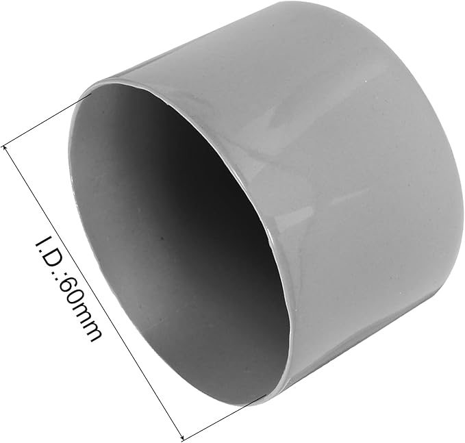 uxcell 5pcs Rubber End Caps Protective Caps 60mm ID Vinyl PVC Round Tube Bolt Cap Cover Screw Thread Protectors Light Gray