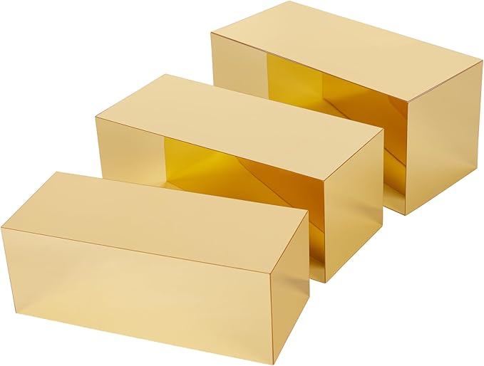 Acrylic Food Display Risers, Gold Risers Boxes 3Pcs Rectangular Display Stand Shelf Buffet Risers for Catering Dessert Buffet Table, Parties, Weddings, Collectibles Shoes Display(3pc)