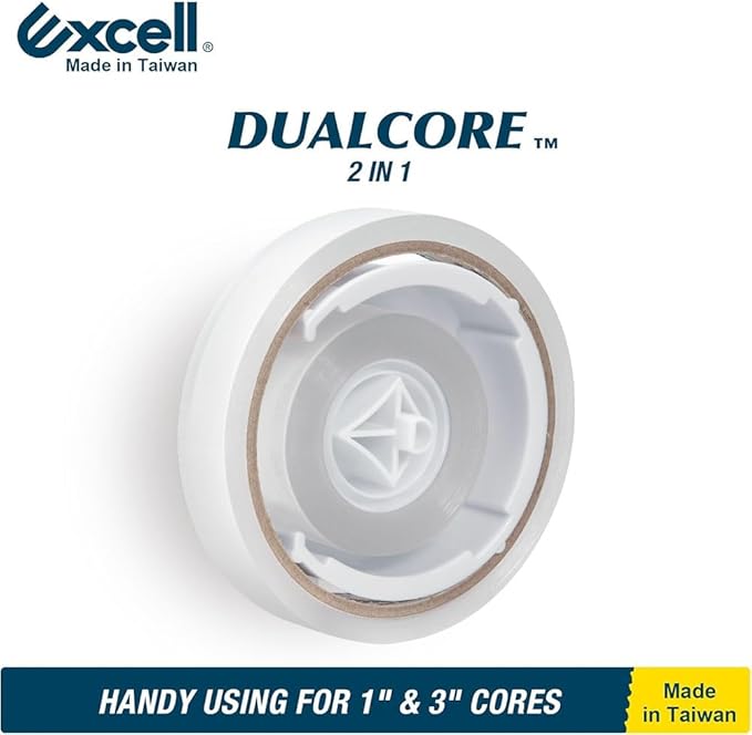 Excell EX-11425WH Premium Dualcore Desktop Tape Dispenser (1" + 3" core) with Sand Weighted Base, White Desk Tape Dispensers Use for Office, Gift Store and Wrapping Purpose