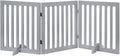 Unipaws Indoor 3 Panels Classic Freestanding Wooden Foldable Pet Gate with Support Feet - Grey, 20" W x 24" H