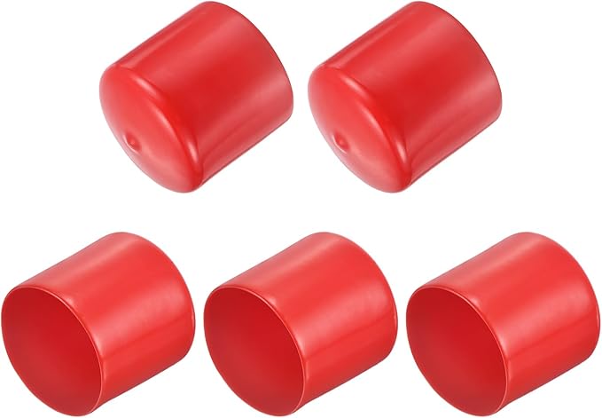 uxcell 5pcs Rubber End Caps 2 1/16"(53mm) ID Vinyl PVC Round Tube Bolt Cap Cover Screw Thread Protectors Red