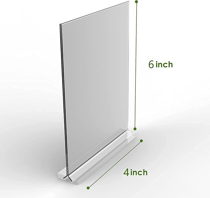 Acrylic Sign Holder 4x6 Inches 12 Pack T Shape Desktop Display Stand Vertical Double Sided Clear Table Menu Flyer Holder for Restaurants, Office, Shop, Wedding