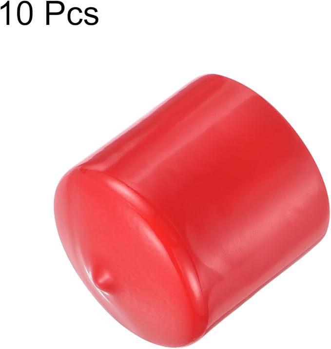 uxcell 10pcs Rubber End Caps 38mm ID Vinyl Round End Cap Cover Screw Thread Protector Red
