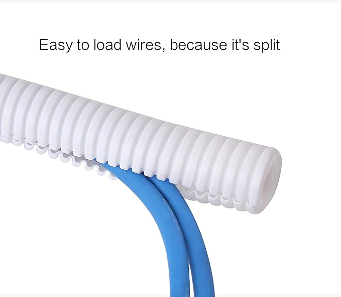 Alex Tech 25ft - 1 inch Split Wire Loom Tubing - White