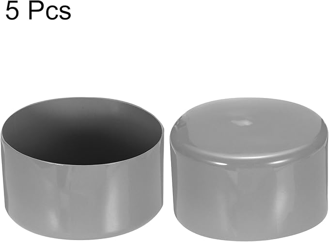 uxcell 5pcs Rubber End Caps Protective Caps 75mm ID Vinyl PVC Round Tube Bolt Cap Cover Screw Thread Protectors Light Gray