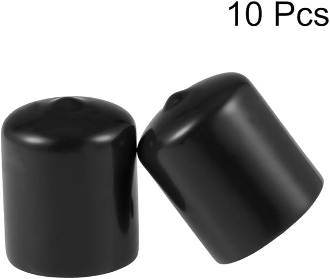 uxcell 10pcs Rubber End Caps 30mm ID Vinyl Round End Cap Cover Screw Thread Protectors Black