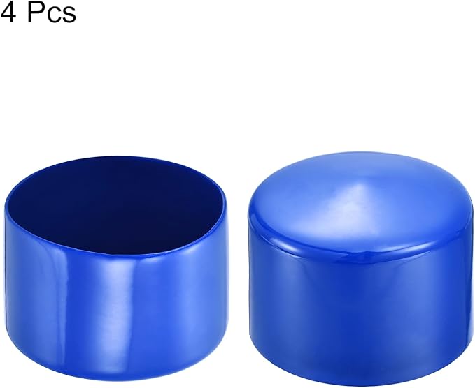 uxcell 4pcs Rubber End Caps 65mm(2 9/16") ID Vinyl Round Tube Bolt Cap Cover Screw Thread Protectors Blue, 40mm Height