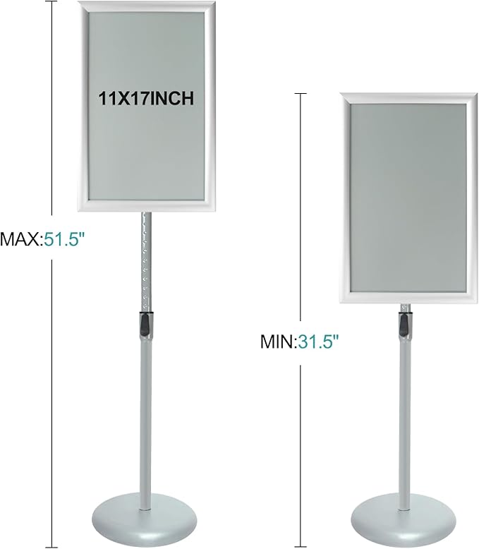 Sign Stands Aluminum Guide Signage Guide Vertical Advertising Billboard Welcome Poster Licensing Display Heavy Duty Pedestal Stand Sign Holder (Silver)