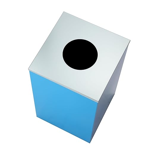 Alpine Circle Lid Industries 29 Gallon Sturdy Steel Cube Recycling Container, Square Opening - 3 Color Cans Available Sold Separately (Lid Circle Opening)