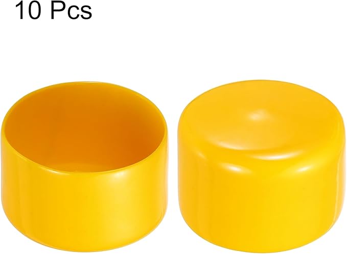 uxcell 10pcs Rubber End Caps 63mm(2.5 Inch) ID Vinyl Round End Cap Cover Screw Thread Protector Yellow