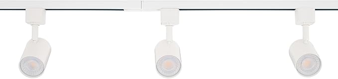 Amped Collection 3-Light 48in Field Cuttable LED Track Lighting Kit with 3 LED 3000K Warm White Track Heads, 4ft Track, End Caps, Floating Feed in White Finish