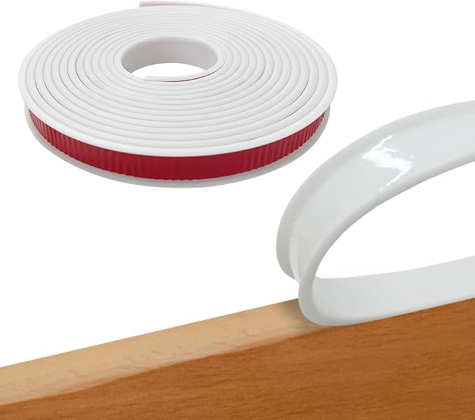 16.4ft Self Adhesive Flexible U Channel Edge Protecter,Furniture Veneer Rubber Edge Banding,TPE Flexible Furniture Edge Protector for Cabinet Repair Furniture Restoration(18MM, White)