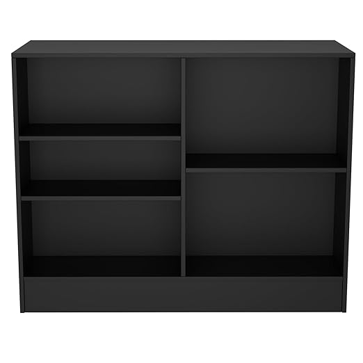 48” W ×20” D × 38” H - Ledge top Checkout Counter with Slatwall Display Front, Black Wooden Slat Wall Cash Register Stand,Retail Counter Display