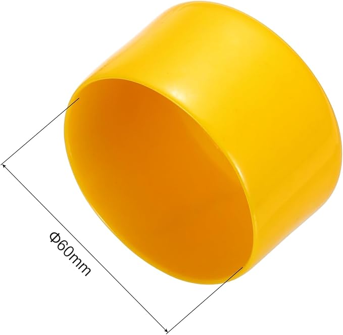 uxcell 5pcs Rubber End Caps 60mm(2.4 Inch) ID Vinyl PVC Round Tube Bolt Cap Cover Screw Thread Protectors Yellow