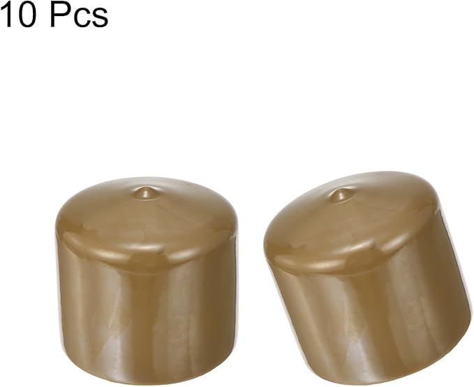 uxcell 10pcs Rubber End Caps 48mm(1 7/8") ID Vinyl Round End Cap Cover Screw Thread Protectors Light Brown