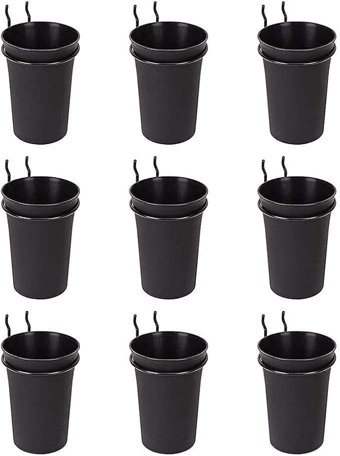 G.CORE 9 Pack Pegboard Cups with Hooks, Peg Board Hooks Assortment Organizer Accessory, Various Tools Storage Arrange System Kit, for Garage Craft Workshop Workbench Hobby Office