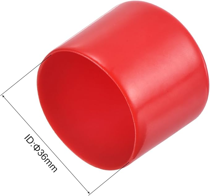 uxcell 4pcs Rubber End Caps 1 7/16"(36mm) ID Vinyl Round End Cap Cover Screw Thread Protectors Red, 30mm Height