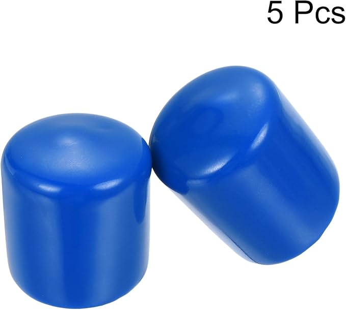 uxcell 5pcs Rubber End Caps 24mm ID Vinyl Round Tube Bolt Cap Cover Screw Thread Protectors Blue