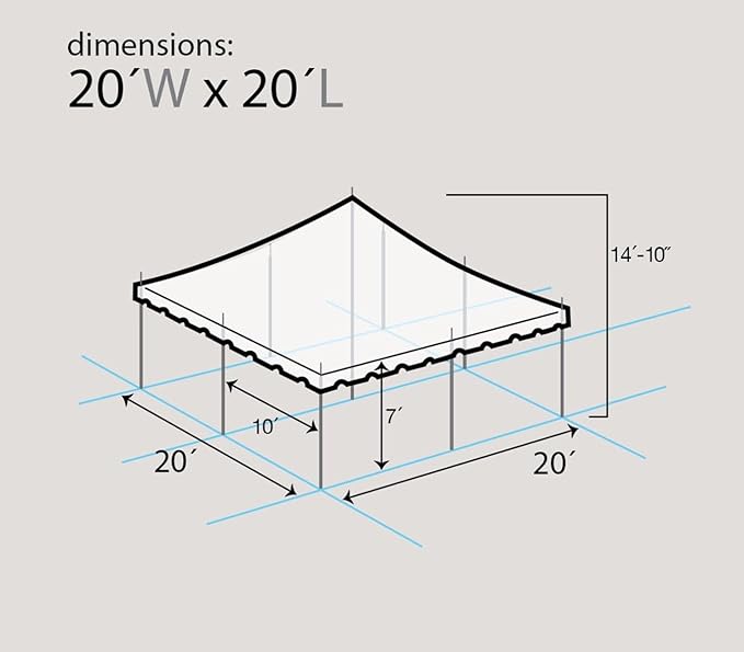 TentandTable 20' x 20' Premium Canopy Tent, White, Outdoor Pole Tent, 40-80 Person Capacity for Parties, Weddings, Events, Commercial and Residential Use, Large Heavy Duty Vinyl Canopy Tents