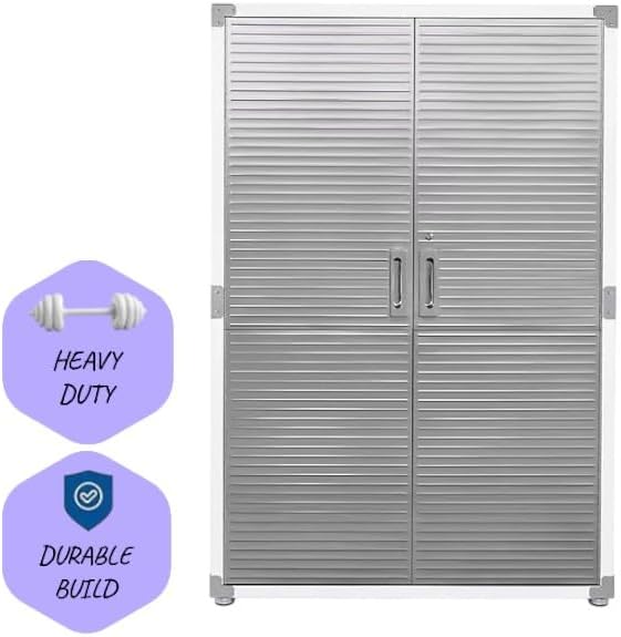 Heavy Duty Storage Solid Stainless Steel Cabinet with Lockable, Adjustable Shelf, Metal Garage Organizer (White, 48" W x 24" D x 72" H)