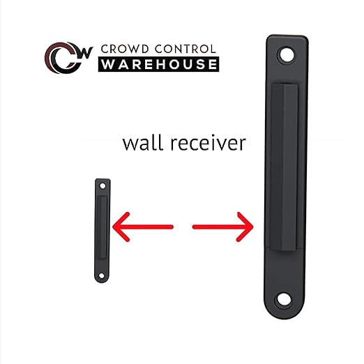 Crowd Control Warehouse - CCW Series WMB-120 Fixed Wall Mount Retractable Belt Barrier - 11 Foot, Yellow"Beware Open Pit" Belt with Stainless Steel Case