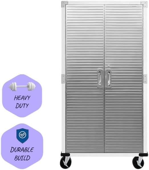 Heavy Duty Storage Solid Stainless Steel Cabinet with Lockable, Adjustable Shelf, Metal Garage Organizer (White, 36" W x 18" D x 72" H)