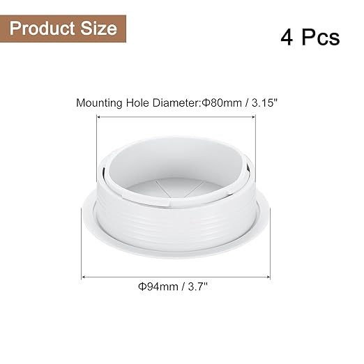 uxcell 4 Pcs Desk Grommet, 3.15 inch 80mm Desk Cable Hole Cover Wire Hole Insert for Home Office Table Cabinet Cord Organizer, White