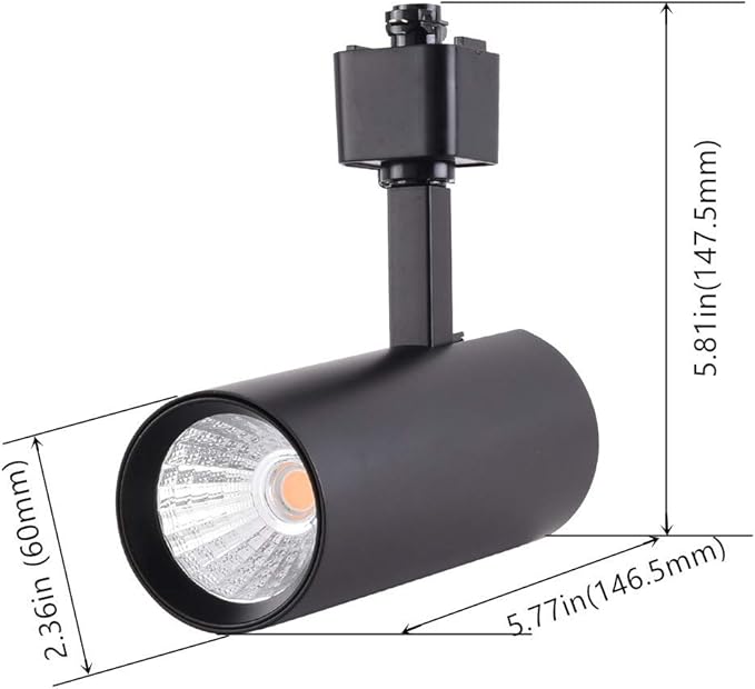 mirrea 16.5W Dimmable LED Track Lighting Heads Compatible with Single Circuit H Type Rail Ceiling Spotlight 90 CRI 24° Black Finish Pack of 6 (3000K Warm White)