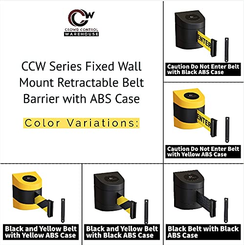 Crowd Control Warehouse - CCW Series WMB-230 Fixed Wall Mount Retractable Belt Barrier - 30 Foot, Black Belt with Black ABS Case