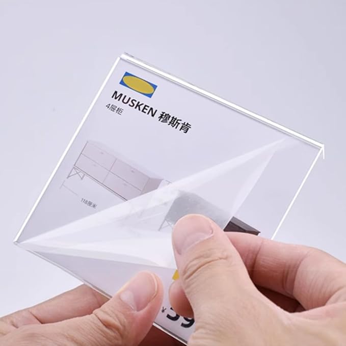 Self Adhesive Label Holder Acrylic Price Tag Displays Sign Holder L-Shape Table Top Sign Stand 10 Pack (90*55mm/3.54*2.17inches)