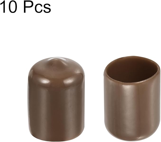 uxcell 10pcs Rubber End Caps 15mm(5/8") ID Vinyl Round End Cap Cover Screw Thread Protectors Brown