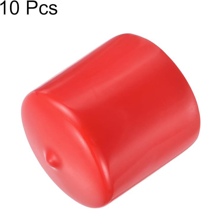 uxcell 10pcs Rubber End Caps 43mm ID Vinyl Round End Cap Cover Screw Thread Protector Red