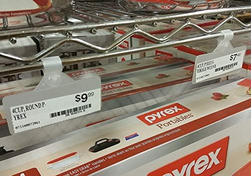 50 Pack Label Holders, Wire Shelf Label Holders, Clear Plastic Snap-On Label Holder for Wire Shelving, Adhesive Label Holder, Reusable Shelf Tags for Pantry Retail Store, Supermarket, 3" W x 1.25" H