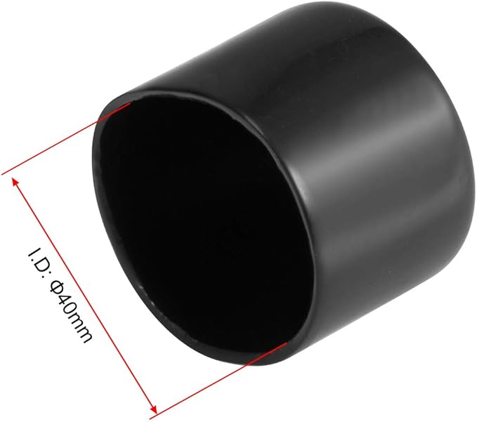 uxcell 4pcs Rubber End Caps 40mm ID Vinyl Round End Cap Cover Screw Thread Protectors Black, 40mm Height