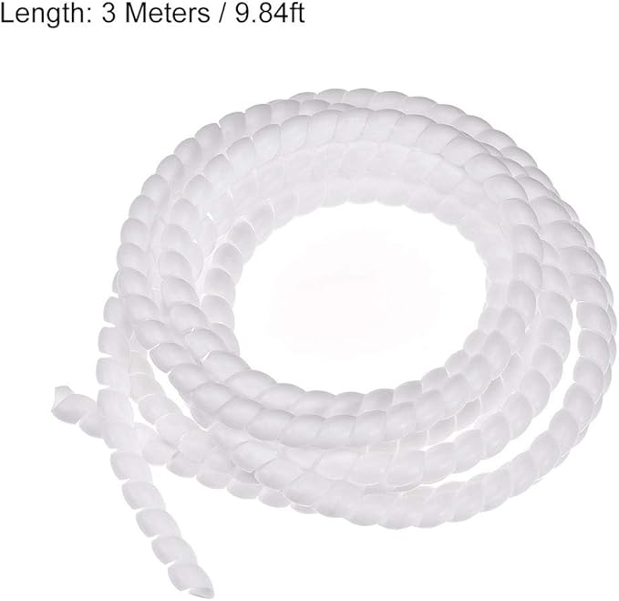 uxcell Flexible Spiral Cable Wrap Wire Cord Wraps Management Sleeve 8mm x 10mm Computer Wire Manage Cord 3 Meters Length White