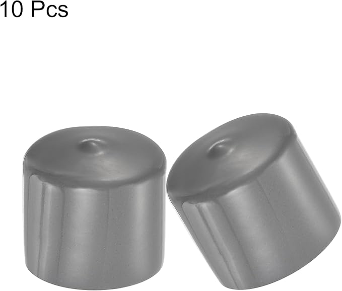 uxcell 10pcs Rubber End Caps 35mm ID Vinyl Round End Cap Cover Screw Thread Protectors Dark Grey