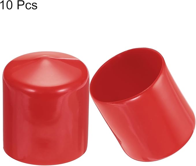 uxcell 10pcs Rubber End Caps 37mm(1 1/2") ID Vinyl Round End Cap Cover Screw Thread Protectors Red