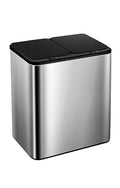 Stainless Steel Touchless Automatic Trash Bin - Dual Compartments 18L for Kitchen Garbage Sorting & Recycling - Hygienic & Space-Saving Waste Solution