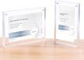 5 Pack Acrylic Label Holder Price Tag Displays Sign Holder with 3M Tape Adhesive Wall Mount Sign Stand (Transparent 150*100mm/5.9*3.94 inches)