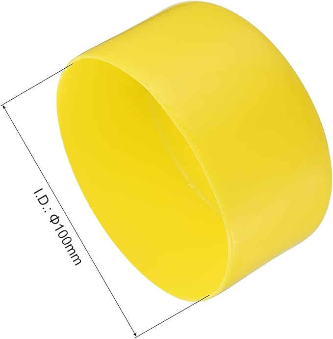 uxcell 4pcs Rubber End Caps 100mm ID Vinyl Round Tube Bolt Cap Cover Screw Thread Protectors Yellow, 50mm Height